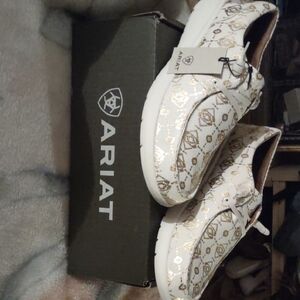 Ariat White and Gold Patterned Shoes